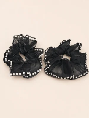 MAXI SCRUNCHIE ORGANZA CON BORDE DE PERLAS