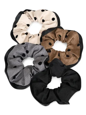 SCRUNCHIE XL LUNARES NEGROS BORDE RASO