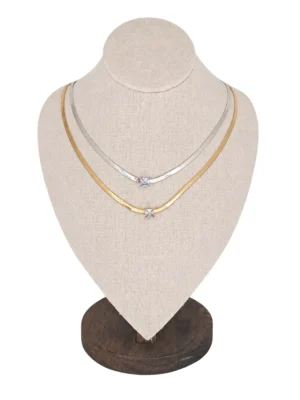 COLLAR ACERO SNAKE CON PIEDRA