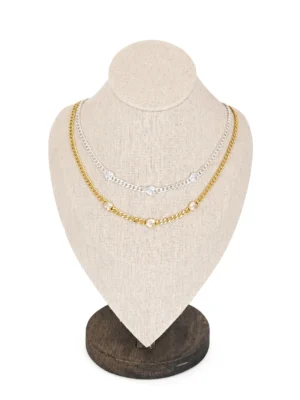 COLLAR ACERO CADENA CORAZON CON BRILLO