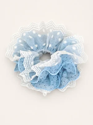 MAXI SCRUNCHIE TUL ANCHO Y LUNARES NEGROS