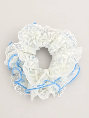MAXI SCRUNCHIE TUL BLANCO CON RULOTE DE COLOR