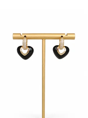 AROS BRONCE DORADO CORAZON CALADO