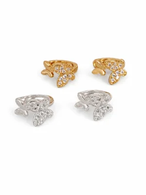 AROS BRONCE DOBLE MARIPOSA CON BRILLO