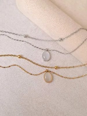 PULSERA ACERO DOBLE CON PIEDRA