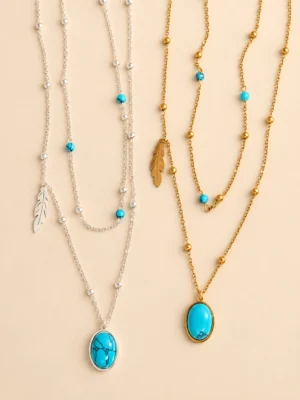 COLLAR ACERO DOBLE CON PIEDRA