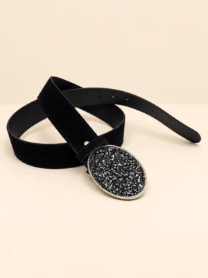 CINTO GAMUZA CHAPON OVALADO CON BRILLO