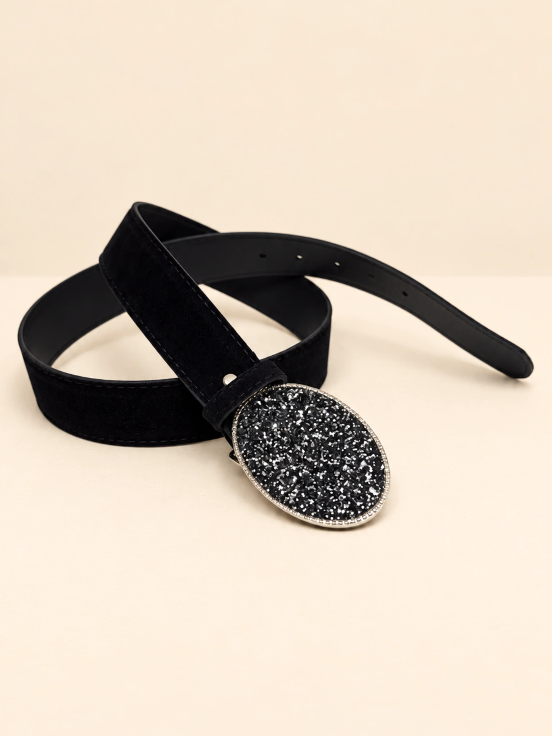 CINTO GAMUZA CHAPON OVALADO CON BRILLO