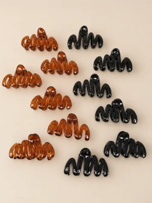 BROCHE ONDULADO CAREY Y NEGRO X12