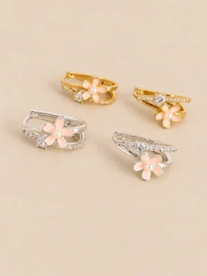 AROS BRONCE FLOR ROSA