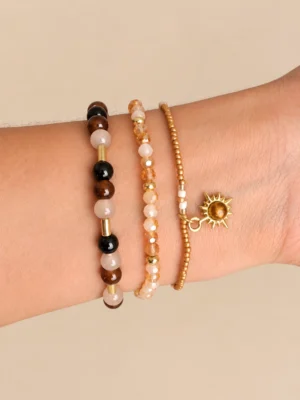 PULSERA SET CANUTILLO DIJE SOL MARRON