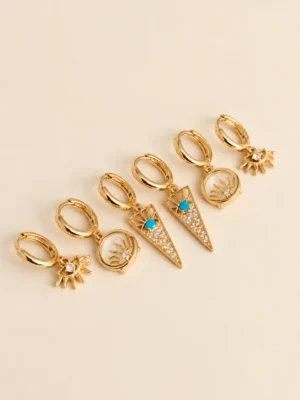 AROS BRONCE SET TRIANGULO OJO