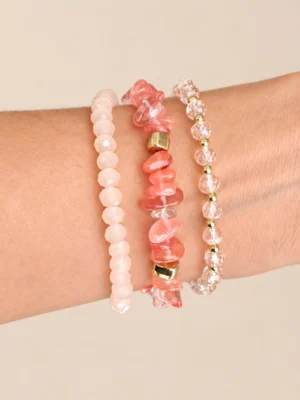 PULSERA SET CANUTILLO PIEDRAS CORAL