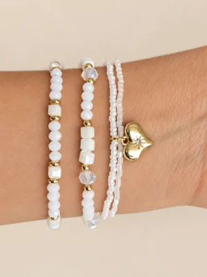 PULSERA SET CANUTILLO BLANCO CORAZON