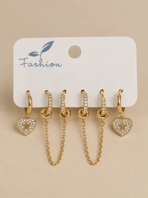 AROS BRONCE SET CORAZON Y TREPADORA