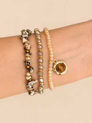 PULSERA SET CANUTILLO BEIGE